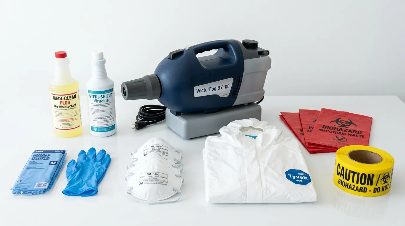 Professional biohazard remediation crew working in Huntington Beach